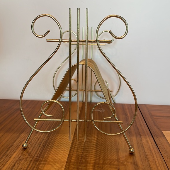 ***SOLD****Mid Century Modern Vintage Gold Metal 45 Record LP Stand Music - Picture 5 of 15